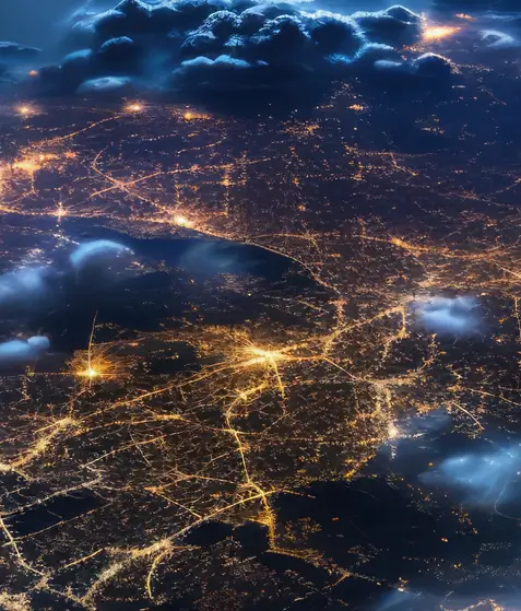 Nocny widok na ziemię z kosmosu