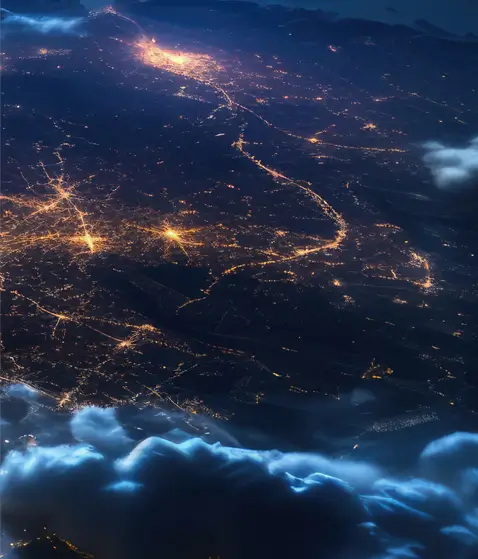 Zdjęcie miast nocą z kosmosu